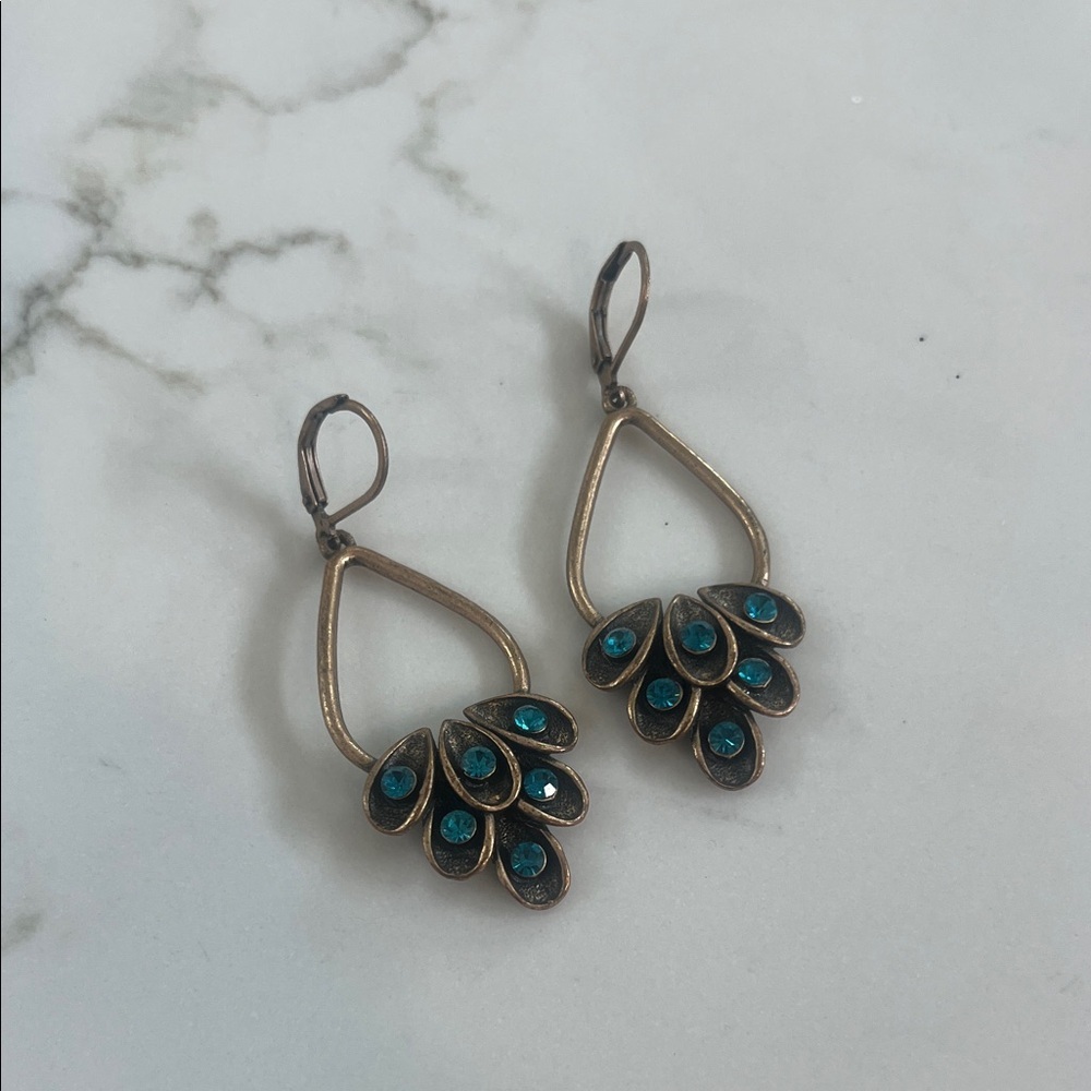 Elegant Teardrop Earrings with Blue Accents
